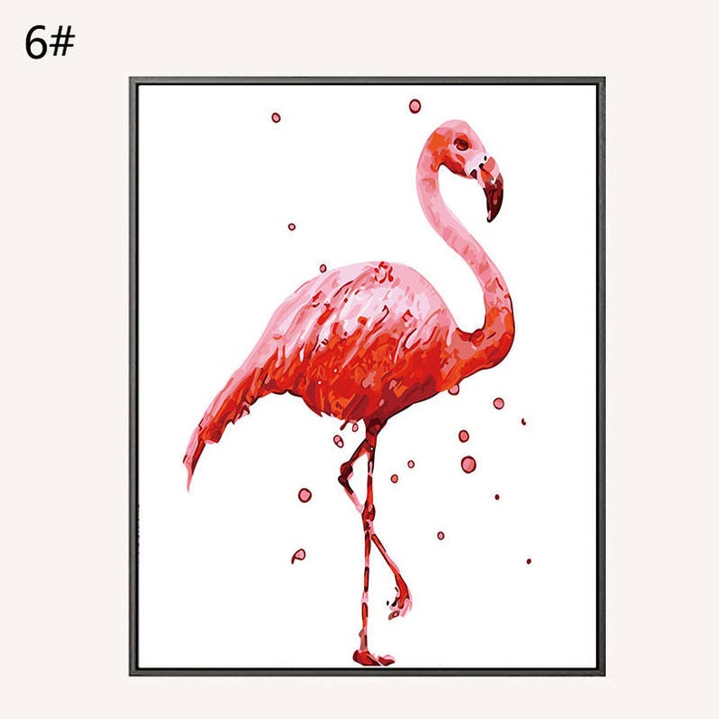Pink Flamingo/ Flamingo Print/ Paint by Number Kit Flamingo/ Etsy