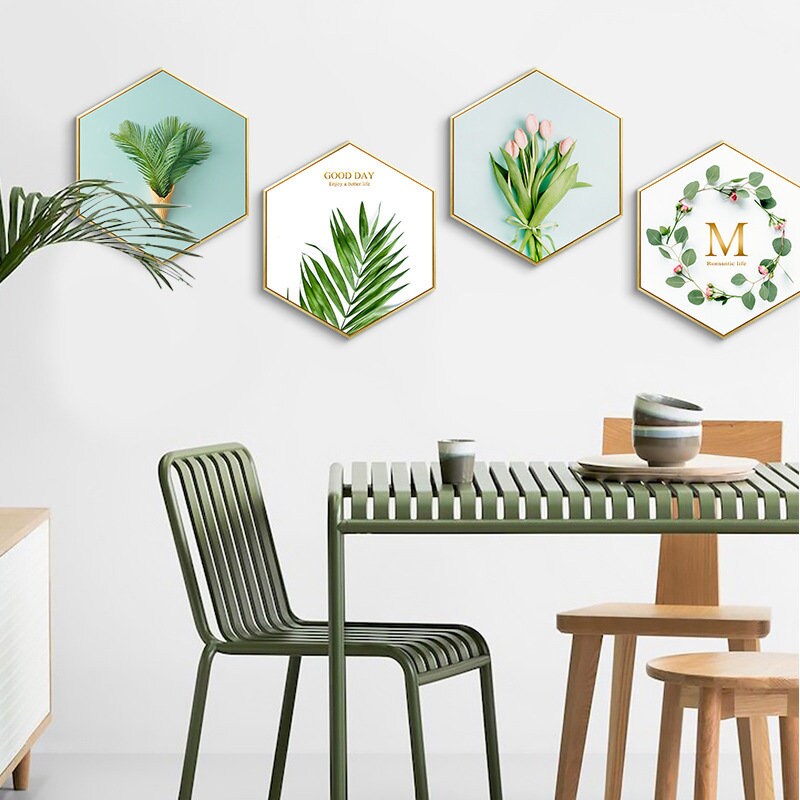 Green palm leaves Framed print wall art hanging summer Etsy