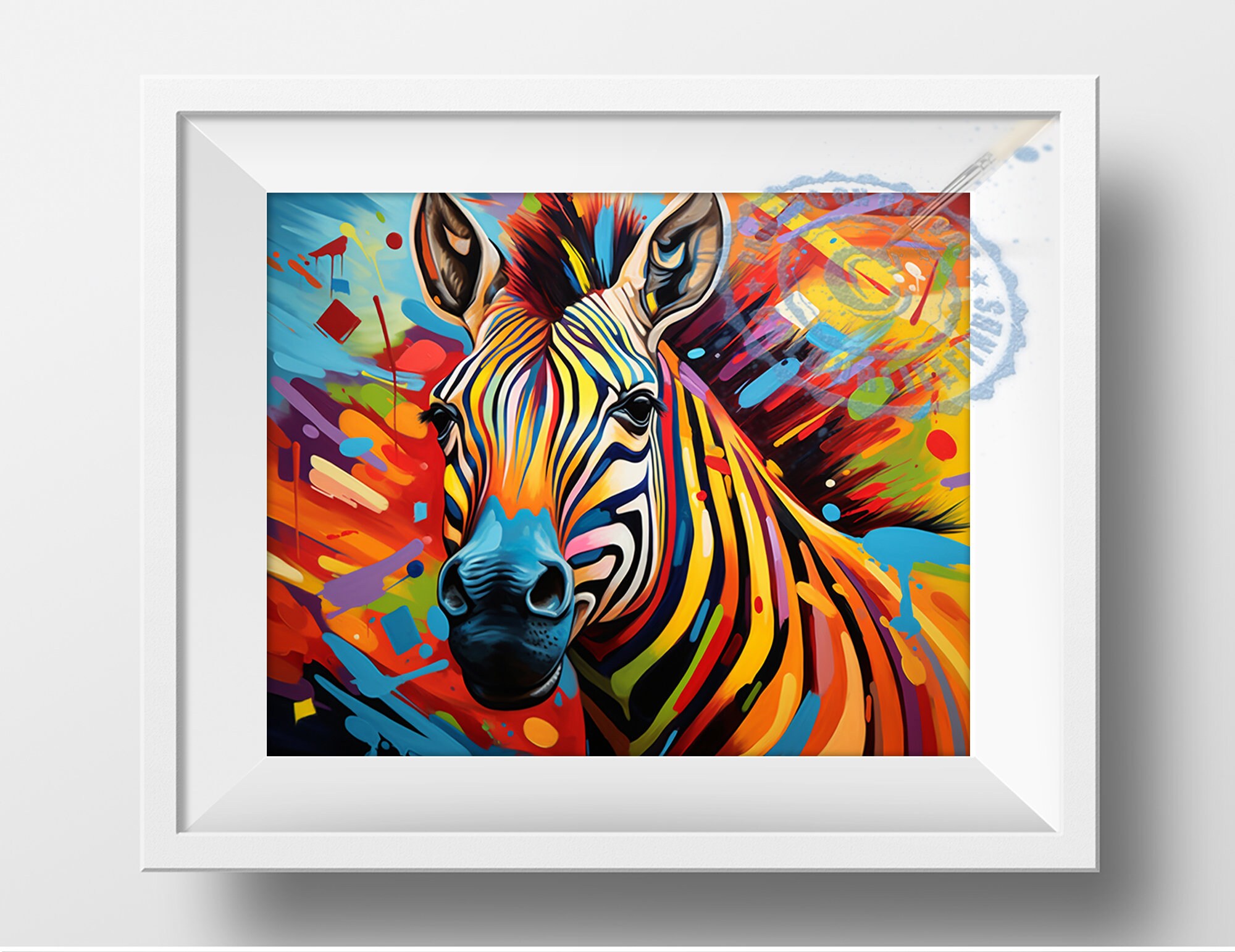 Paint by Number Gift for Adults Colorful Zebra 