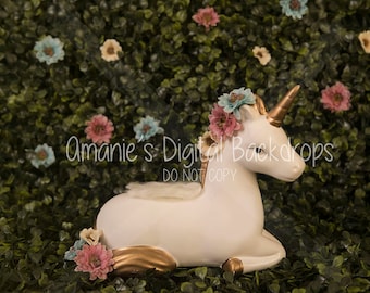 Floral Simple Unicorn Digital Backdrop