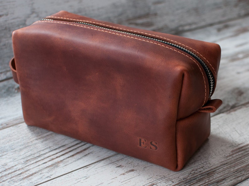 Personalized Leather Dopp Kit Custom Mens Image 0