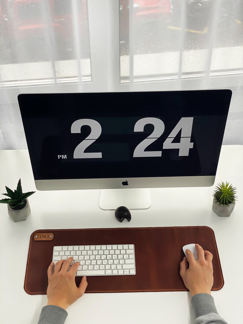 Tapis de bureau personnalisé grand bloc-notes en cuir buvard | Etsy