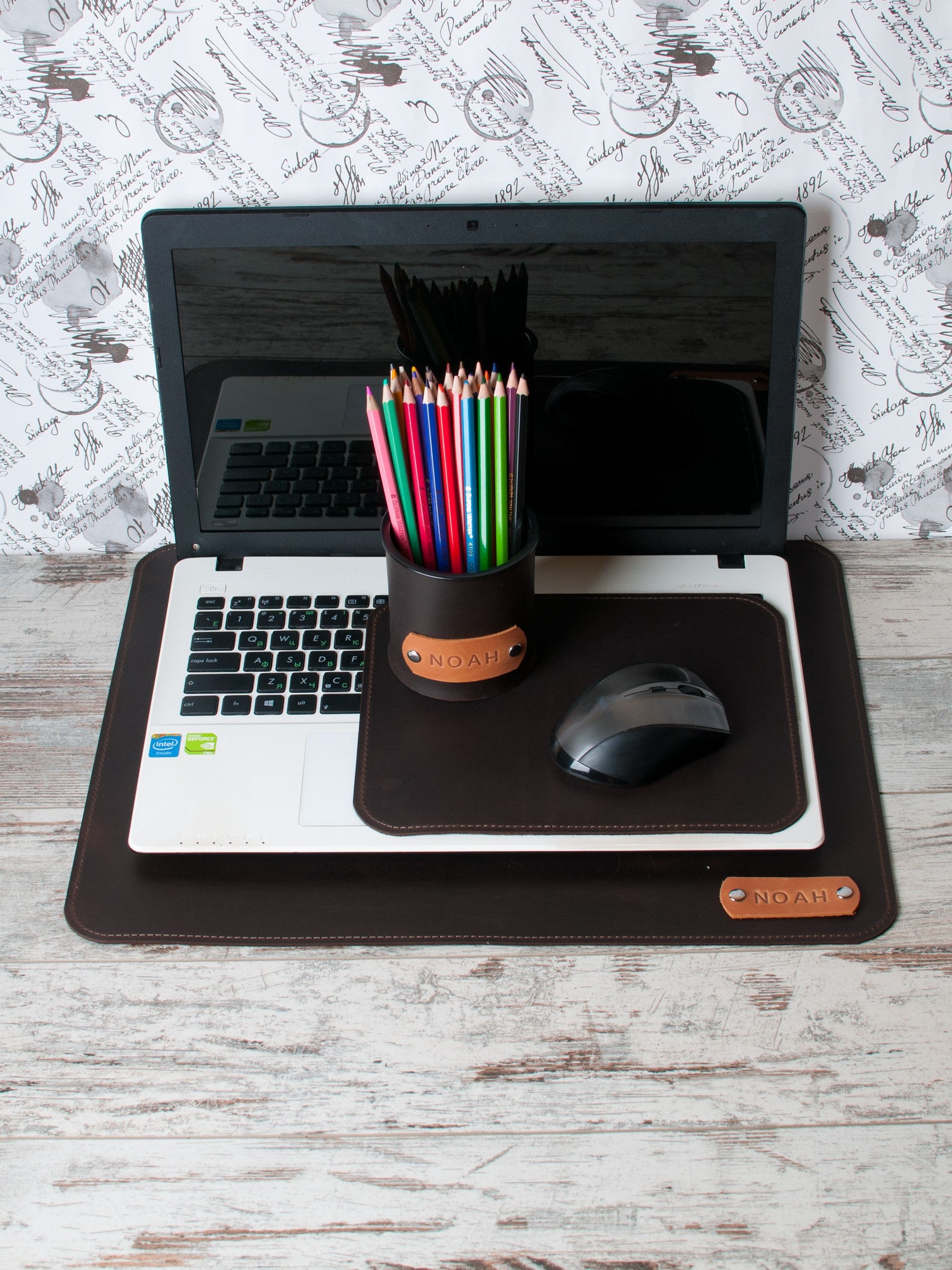 Gift for him Personalized Leather desk pad Laptop Desk mat Etsy