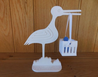 Newborn Baby & Stork - Personalisable