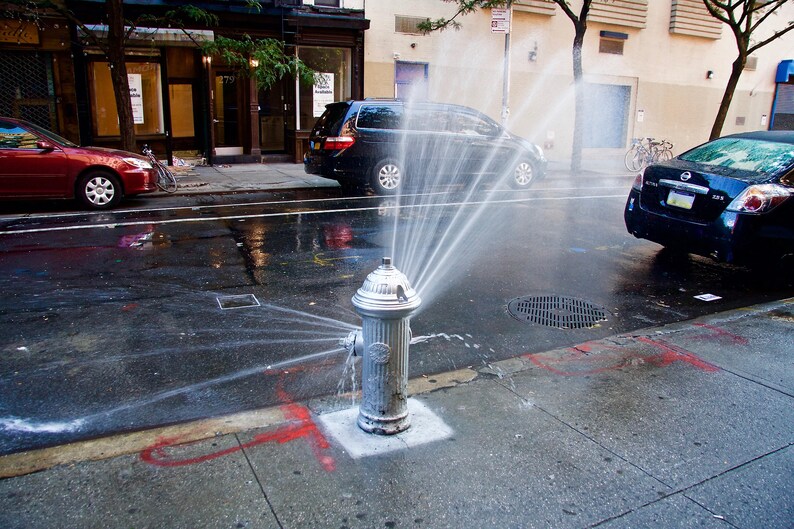 An Open Fire Hydrant is Always in a New York Summer. Etsy