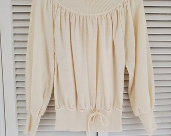 Vintage 70s Albee Cream Sweater - Modern Small to Medium