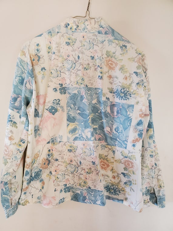 Vintage Floral 1980s Blouse / Jacket - Sz Medium … - image 4