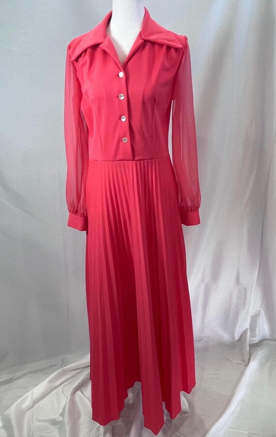 pleated coral maxi dress Womens Jolie Moi Coral Chiffon Pleated Maxi Dress US 14