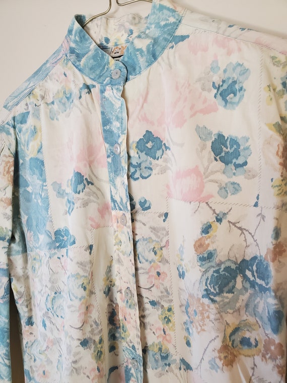 Vintage Floral 1980s Blouse / Jacket - Sz Medium … - image 2
