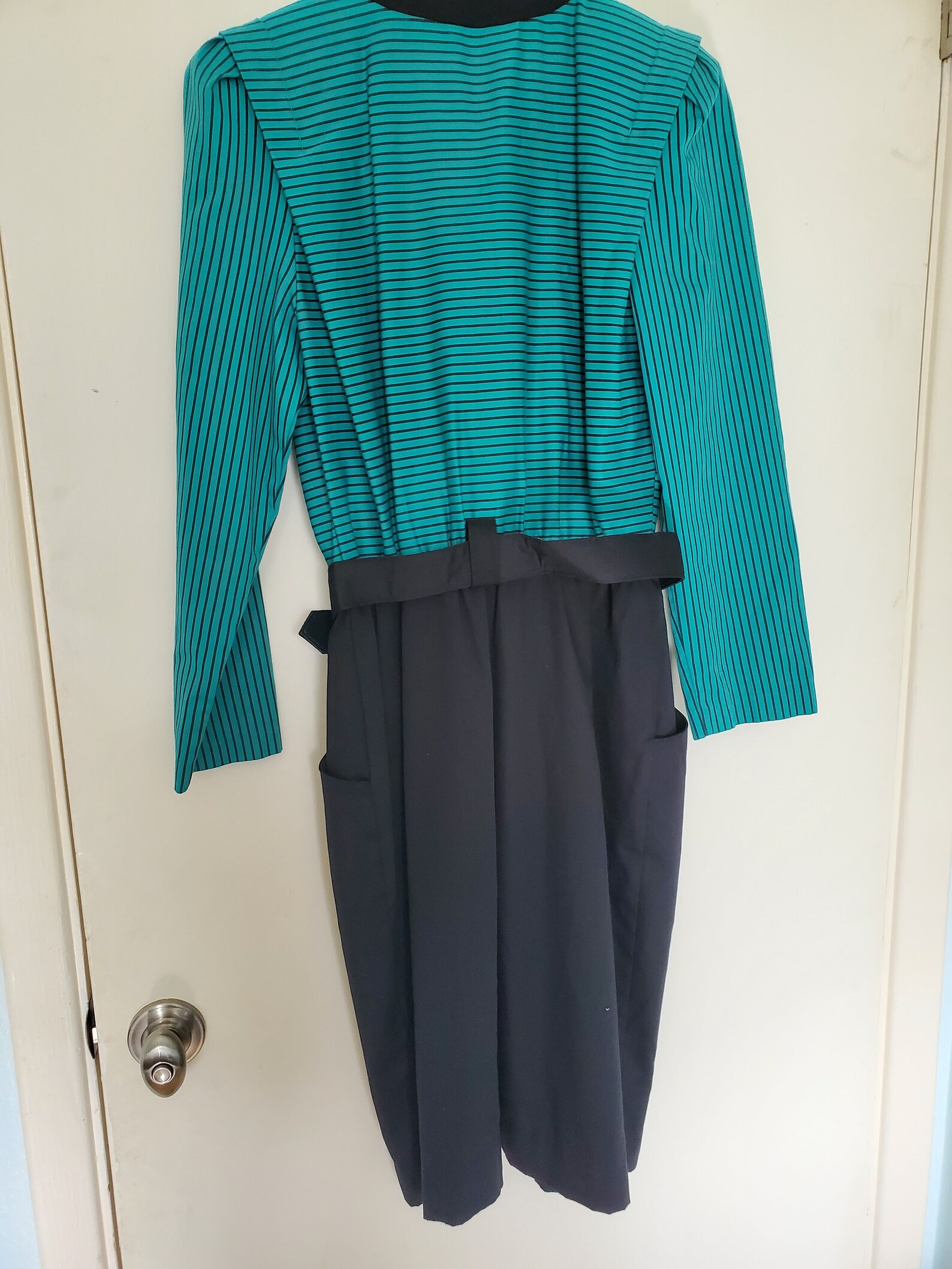 Vintage 80s Green & Black Dress Belted Waist, Shoulder Pads M Etsy — free download