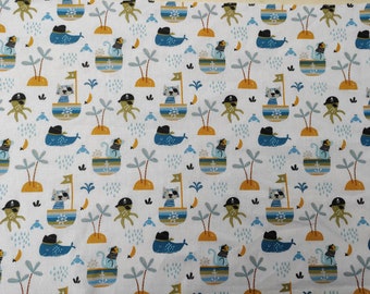 Tissu Mer - Chats pirates - Pieuvres - Baleines -