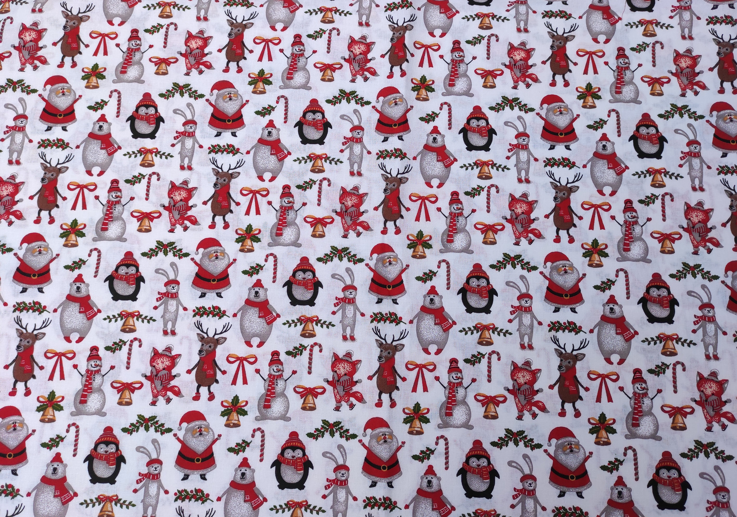 Lot De 3 Coupons Tissu Noël - Motif Festif Multicolore - Coton - Neuf