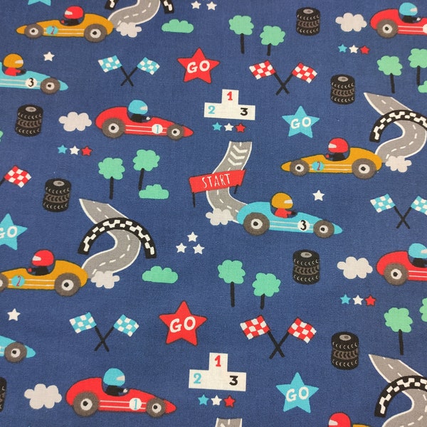 Tissu enfants :  - Voitures de courses - Circuit- Circuit voiture...