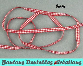 Gingham Red Ribbon version-mini 5mm - 5 m - (red, 05-01)
