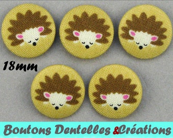 Fabric covered buttons - hedgehogs - 18mm - (18-02)