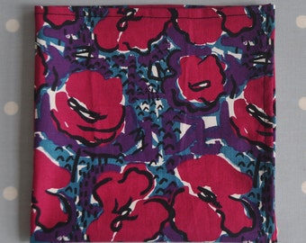 Fazzoletto grande da uomo in cotone Liberty astratto floreale rosa viola verde acqua nero