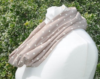 Snood/cowl Scarf in soft jersey beige with ivory spots