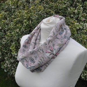 blue green ivory Cowl//snood Scarf in Liberty Torrington silk /'Shoals/' fish