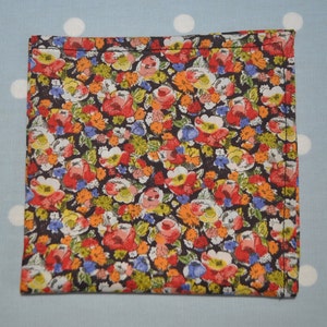 Liberty Tana lawn hankie pocket square flowers black blue yellow red multi