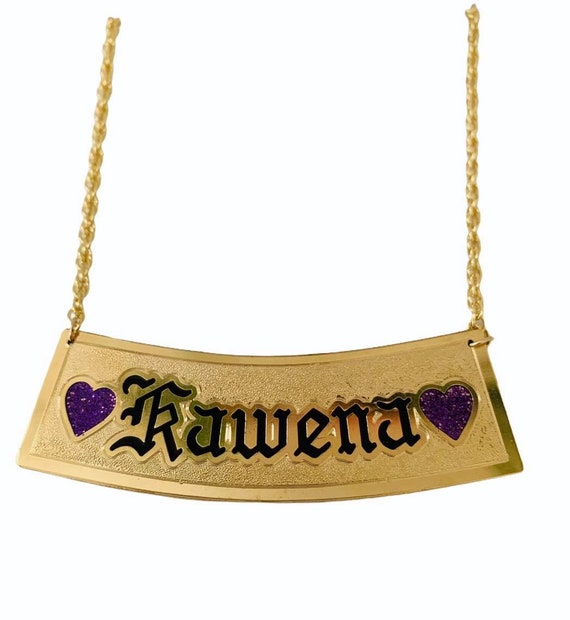 Name Necklace, Name Plate necklace, Customized 14k Gold fill Curvy name  plate