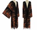 Long kimono jacket, plus size robe, fringe jacket long kimono duster, floral cardigan, 2x 3x 4x one size