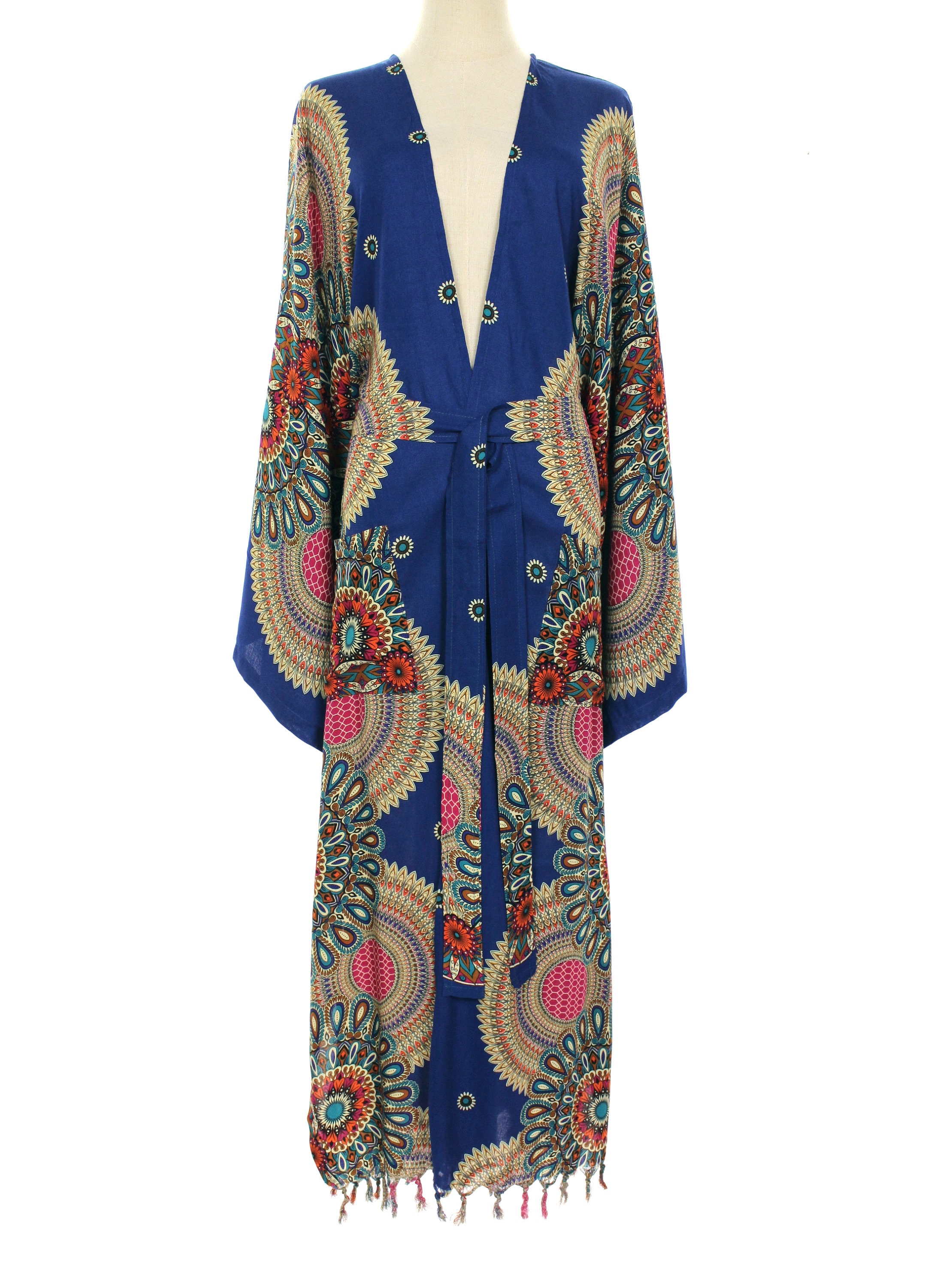 One Size L to 2X Big Kimono Sleeve Fringed Long Duster Jacket - Etsy