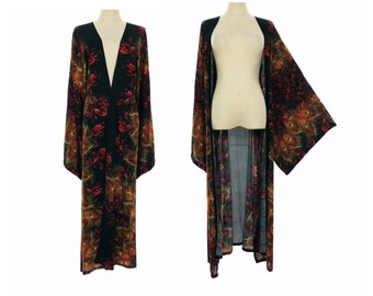 Peacock kimono robe, plus size kimono jacket duster, summer kimono cardigan, beach robe, gifts for mom, 2X 3X 4X one size