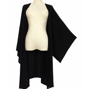 Black Rayon Kimono Cardigan: Lightweight Duster Jacket with Sash