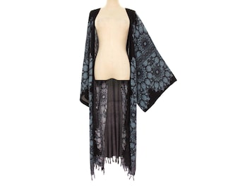Black Kimono Robe Plus Size Bohemian Lightweight Jacket 2X 3X 4X