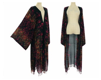 Tassel kimono robe for plus size women, peacock kimono jacket duster, going out kimono, beach robe, gifts for her, 2x 3x 4x one size