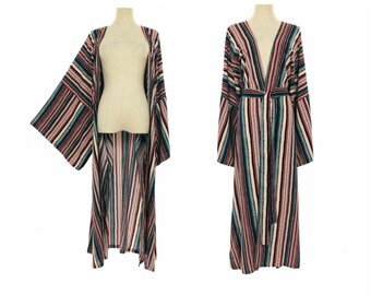 Kimono robe, plus size clothing, long kimono duster jacket, boho kimono cardigan, dress cover ups, multi color stripes robe, 2X 3X 4X one sz