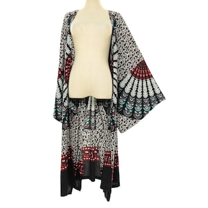 Mandala floral kimono plus size, oversized cardigan long sleeves, boho jacket, summer clothing, 2X 3X 4X OSFA, length 50"