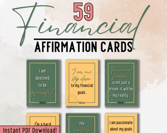 Financial Affirmation Cards Deck | Manifest Money & Abundance With A Positive Mindset | Digital PDF Download
