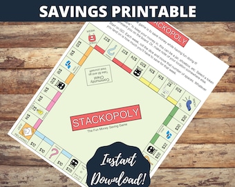Stackopoly | Money Saving Challenge Printable, Savings Tracker, Money Tracker, Financial Planner, Budget Printable