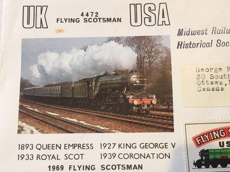 FLYING SCOTSMAN USA visit commemorative cover with Engine nameplate scale reproduction
