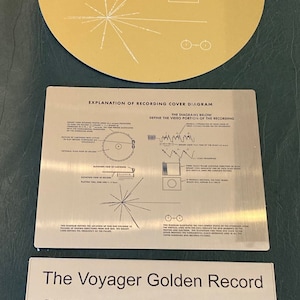 Full Size replica of NASA VOYAGER Golden Record METAL with 2 explanation plaques