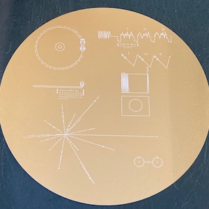 Full Size replica NASA VOYAGER Golden Record cover METAL with explanation plaque