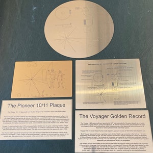 NASA VOYAGER Golden Record + Pioneer plaque Full size replica METAL with explanation plaques