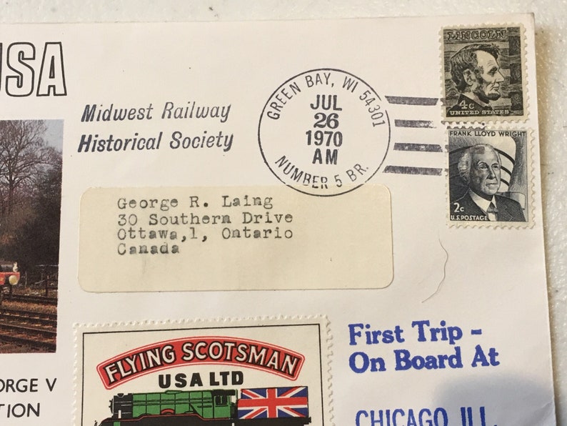 FLYING SCOTSMAN USA visit commemorative cover with Engine nameplate scale reproduction