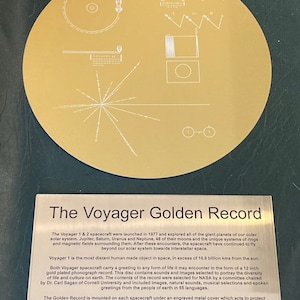 Full Size replica NASA VOYAGER Golden Record METAL with explanation plaque