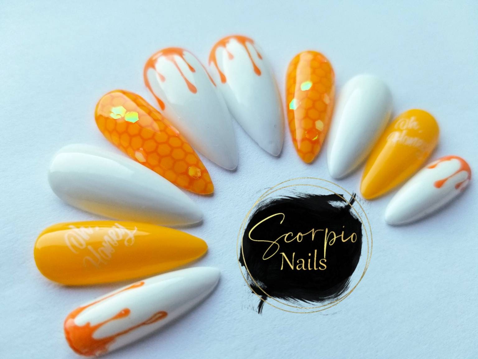 Oh Honey Nails Sweet White Yellow Holographic Bee - Etsy