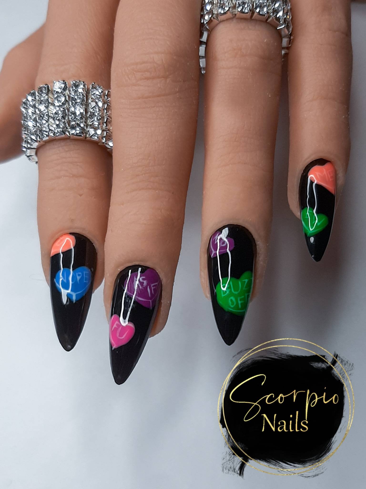 Sassy Heart Press on Nails Black Valentines Day Vday - Etsy Finland