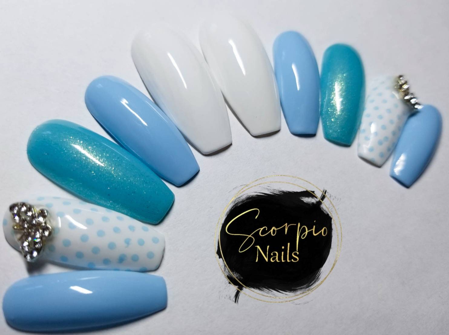 Baby Blue Butterfly Nails Press On Nails Fake Nails Etsy