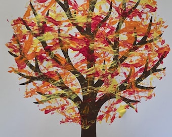 Printable Tree Process Art Template – Classroom Painting Activity PDF