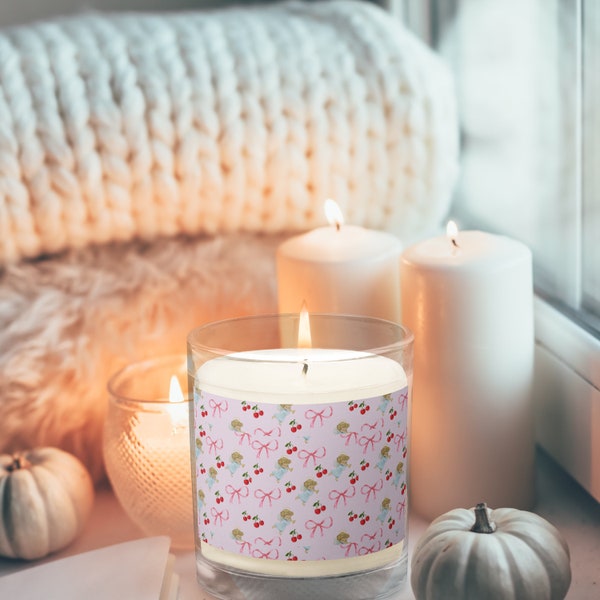 Coquette Room Decor Girly Relaxation Cozy House Decor Chic Bows Angel Cherry Home Ambience coquette aesthetic trendy Soy Wax Candle