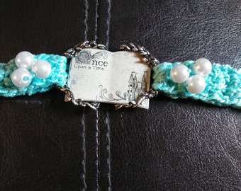 Fairy Tale Bracelet, Crocheted  Bracelet, Crocheted Bracelet with Pearl, Fairy Tale Crochet Bracelet, Fairy Tale Jewelry