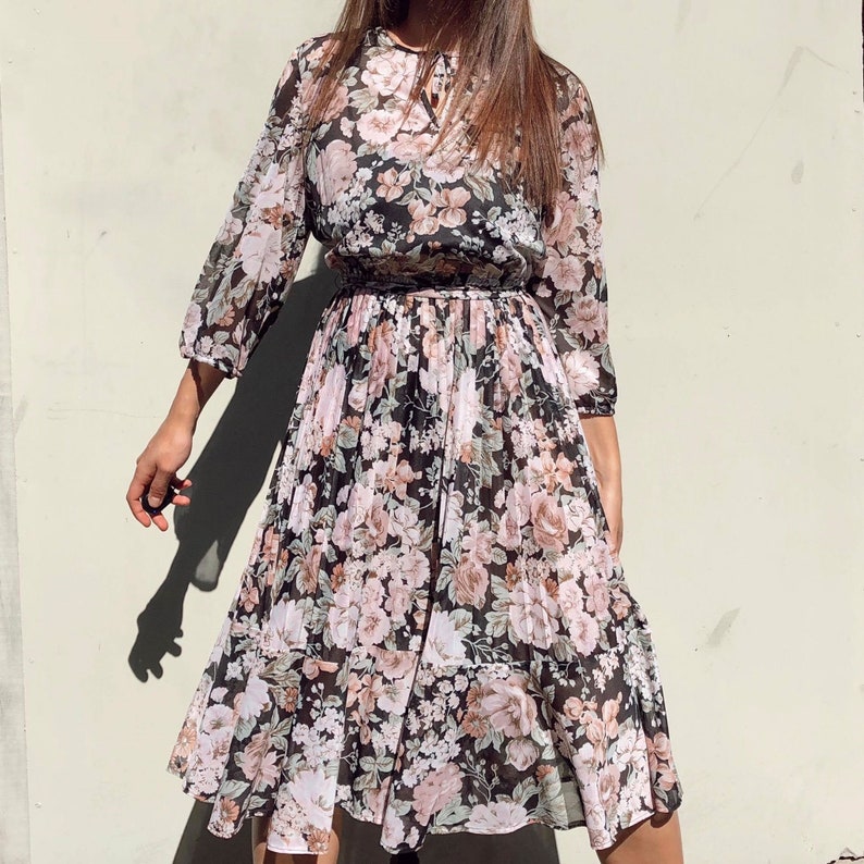 vintage floral midi dress