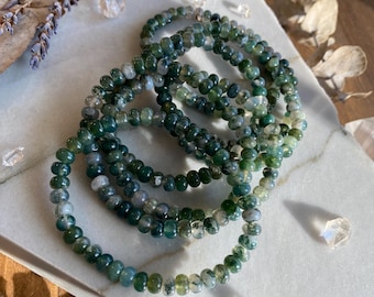 Moss agate beaded bracelet- listing is for ONE bracelet- 5mm