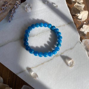 Blue apatite beaded bracelet - 6mm- blue gemstone crystal bracelet