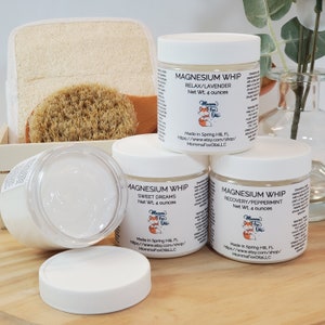 4oz Magnesium Whip, Magnesium, Topical Magnesium, Magnesium Lotion, 100% Natural Magnesium, Unscented, Lavender, Peppermint, Sweet Dreams